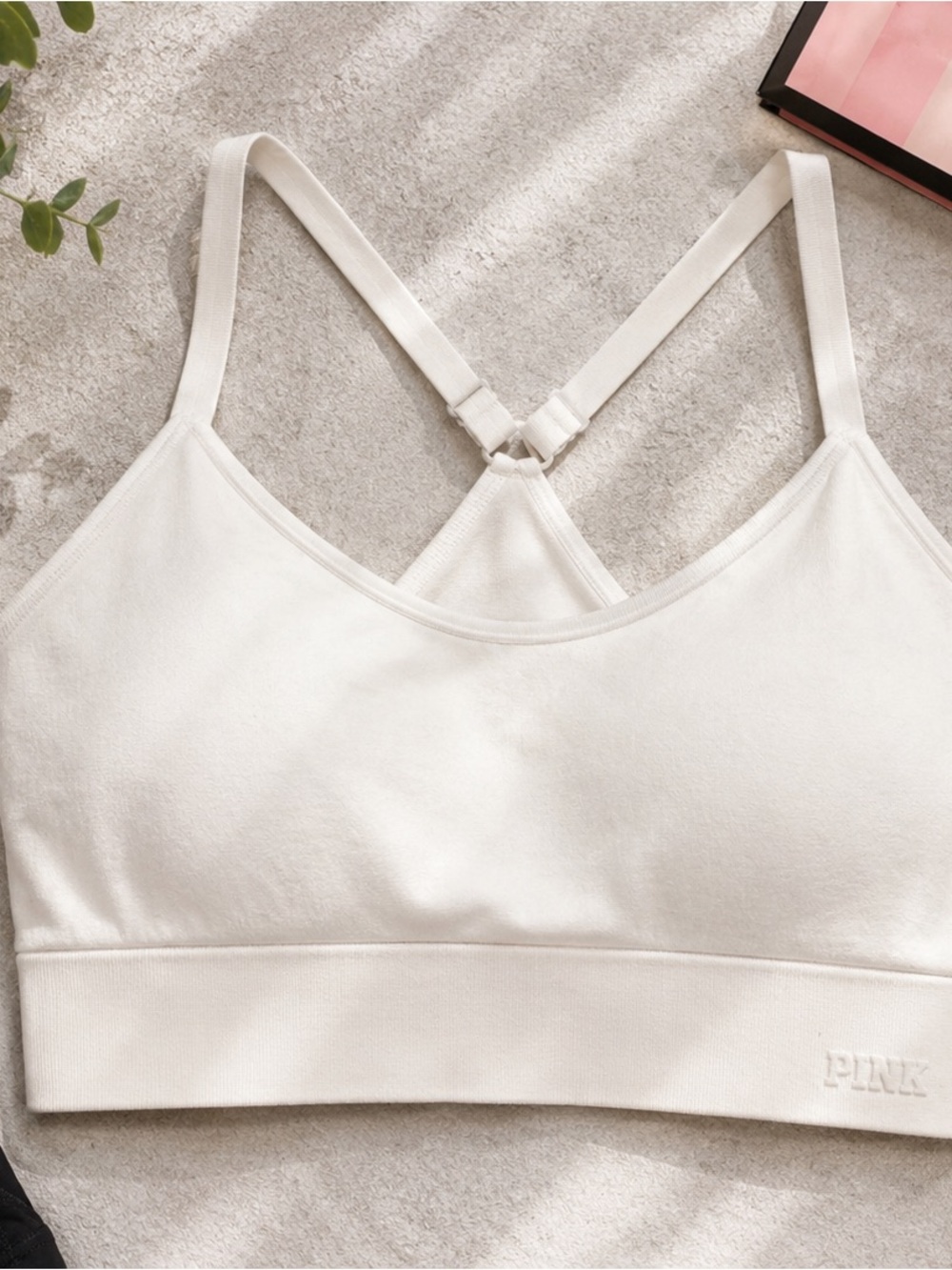 PINK Victoria's Secret Cream Seamless Racerback Bralette